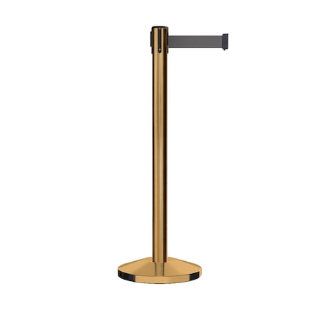 Montour Line Stanchion Belt Barrier Sat.Brass Post 11ft. Dk Gry Belt ES400-SB-DGY-110